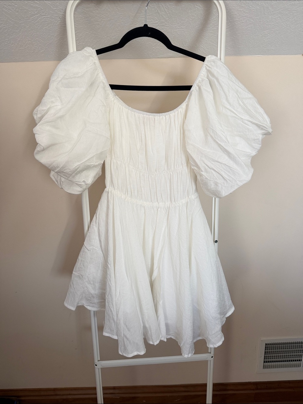 Altar'd state white mini dress with balloon sleeves - size XS